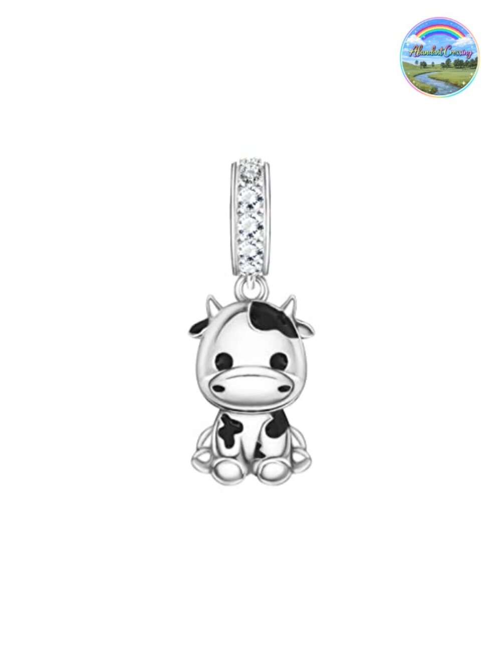 Sterling Silver Cow Charm Bead 10.5mm Bracelet Jewelry Making